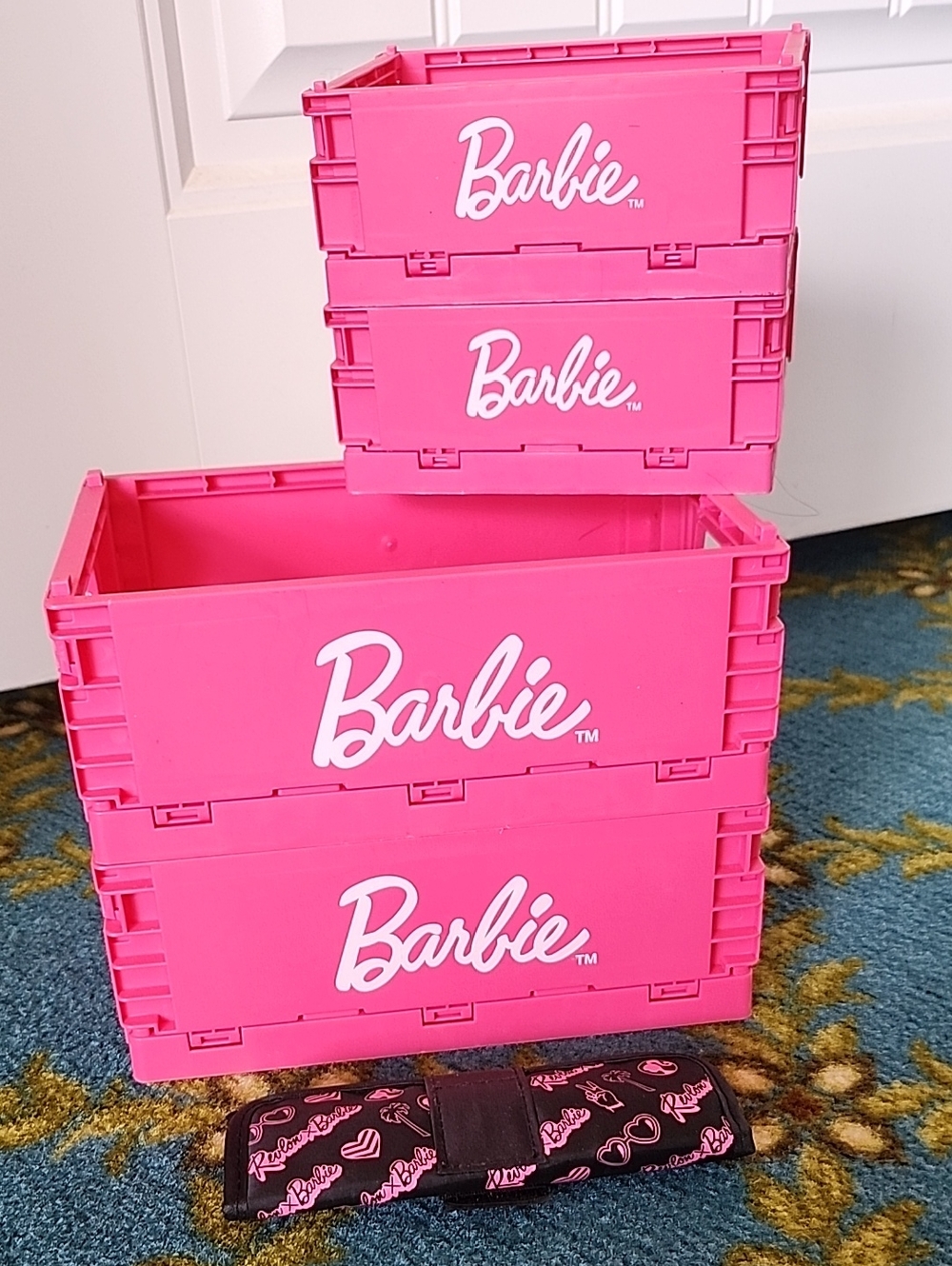 Barbie Hot Pink Stackable Storage Crates - Set of 3